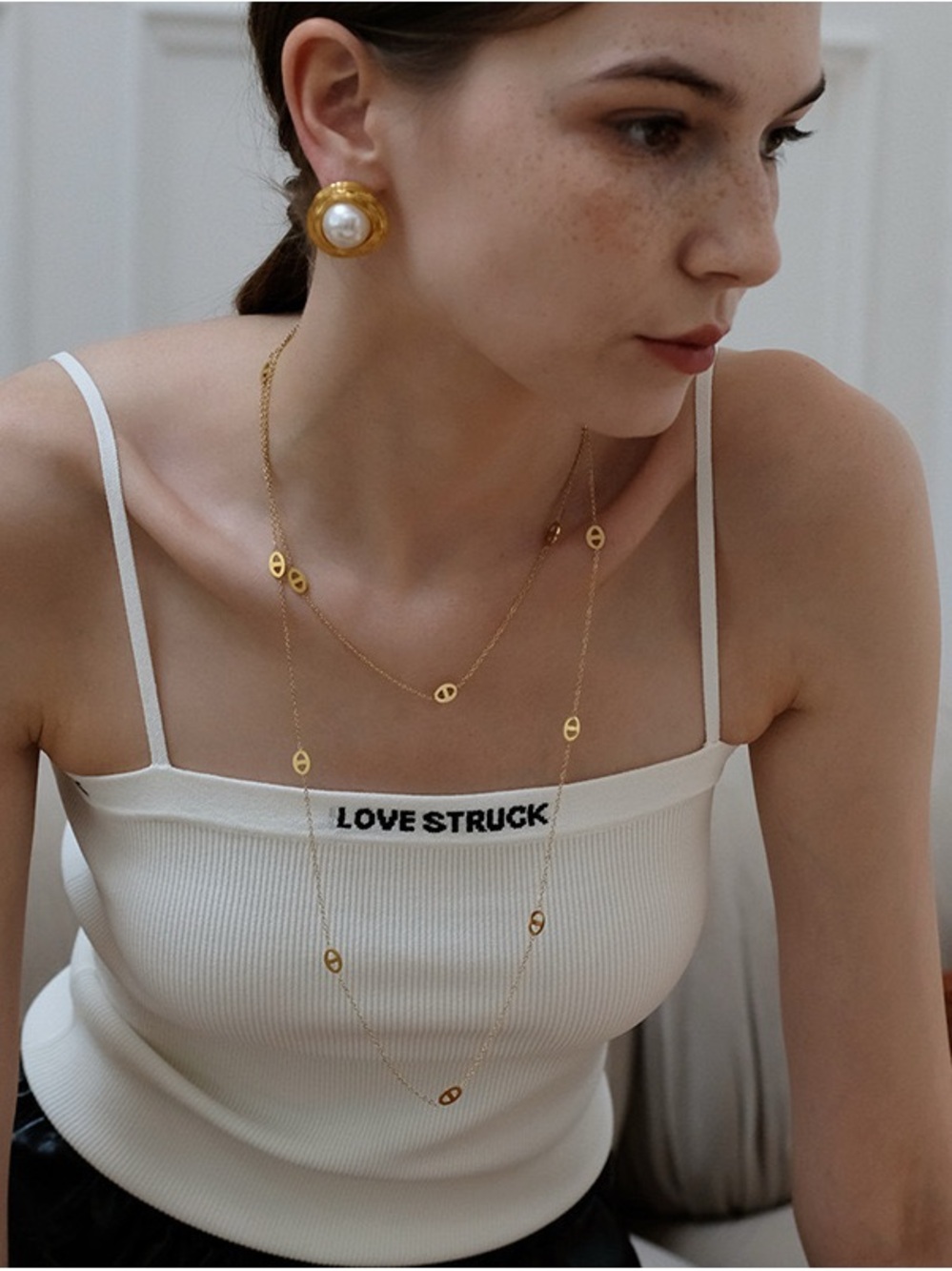 Stainless Steel Elegant Gold Layered Oval-Link Necklace - Women Jewelry - Picture 4 of 4